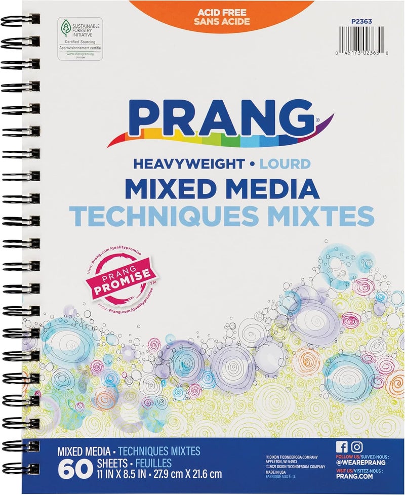 Prang (Formerly Art Street) Mixed Media Journal, Heavyweight, 8.5" x 11", 60 Sheets - Image 1
