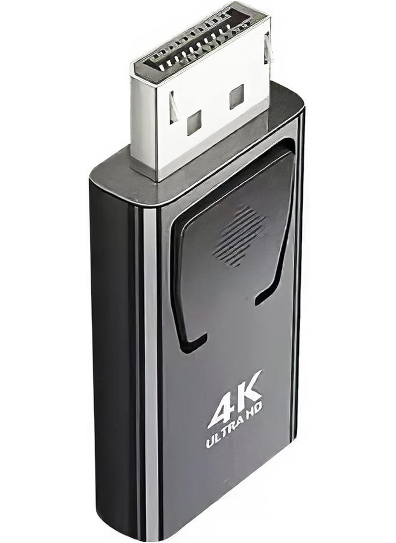 ماركة غير محددة محول Displayport إلى HDMI، محول 4K DP إلى HDMI، Displayport 1.4V مطلي بالنيكل لسطح المكتب والكمبيوتر المحمول وجهاز العرض والتلفزيون عالي الدقة (DP ذكر إلى HDMI أنثى، أسود وفضي، عبوة واحدة)  - Image 1