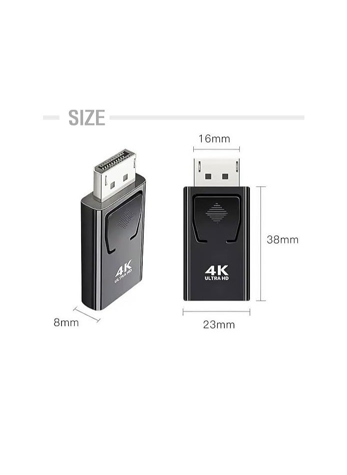 ماركة غير محددة محول Displayport إلى HDMI، محول 4K DP إلى HDMI، Displayport 1.4V مطلي بالنيكل لسطح المكتب والكمبيوتر المحمول وجهاز العرض والتلفزيون عالي الدقة (DP ذكر إلى HDMI أنثى، أسود وفضي، عبوة واحدة)  - Image 2