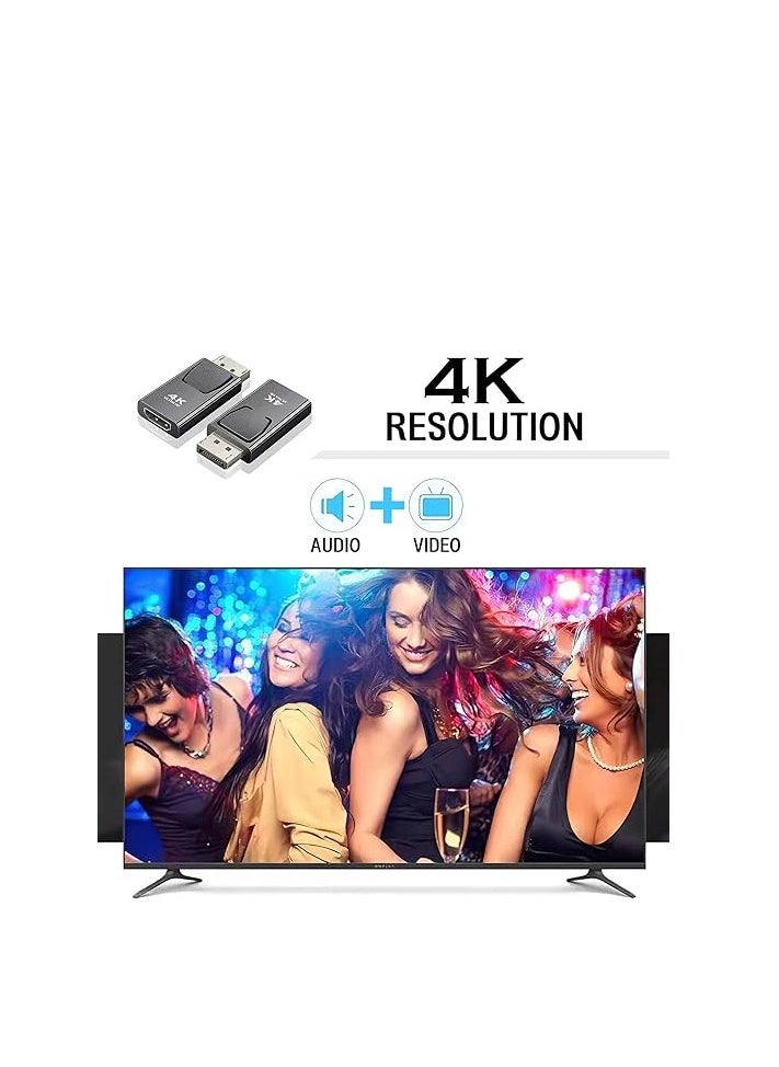ماركة غير محددة محول Displayport إلى HDMI، محول 4K DP إلى HDMI، Displayport 1.4V مطلي بالنيكل لسطح المكتب والكمبيوتر المحمول وجهاز العرض والتلفزيون عالي الدقة (DP ذكر إلى HDMI أنثى، أسود وفضي، عبوة واحدة)  - Image 4