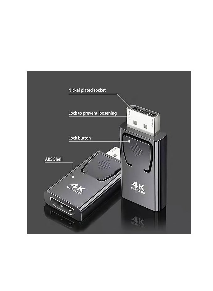 ماركة غير محددة محول Displayport إلى HDMI، محول 4K DP إلى HDMI، Displayport 1.4V مطلي بالنيكل لسطح المكتب والكمبيوتر المحمول وجهاز العرض والتلفزيون عالي الدقة (DP ذكر إلى HDMI أنثى، أسود وفضي، عبوة واحدة)  - Image 5