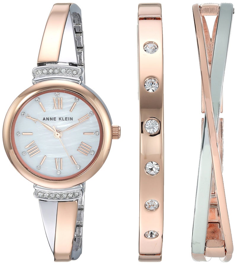 Anne Klein Women's Premium Crystal Accented Bangle Watch Set, AK/2245 - Image 1