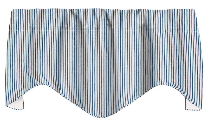 Decorative Things Window Treatments Valance Curtains Kitchen Valances Living Room Blue Ticking Stripe Short Swag Rod Pocket 53 Inches x 18 Inches