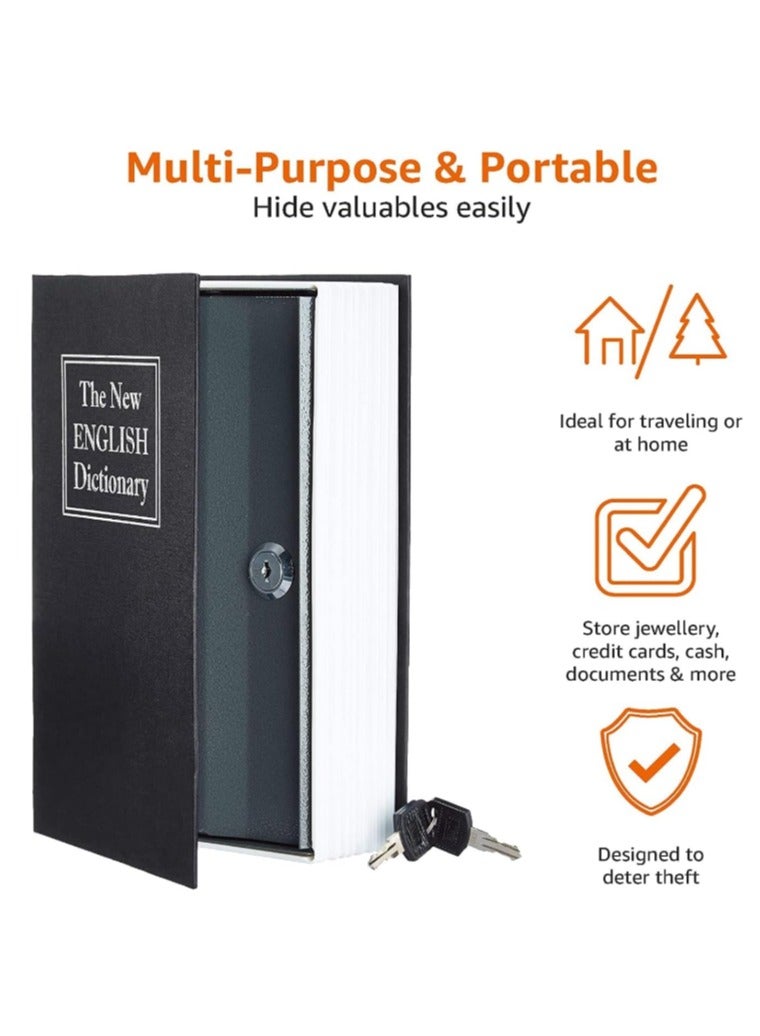 Multi color - Metal Safe 24 x 15.5 x 5.5 cm with key In The Form Of A Real Book To Save Money - Real Book Safe - Book Safe, Dictionary Diversion Hidden Book Portable Safe Box, for Storing Money, Jewelry and Passport - small metal safe box, book shape For jewelry and money - Image 4