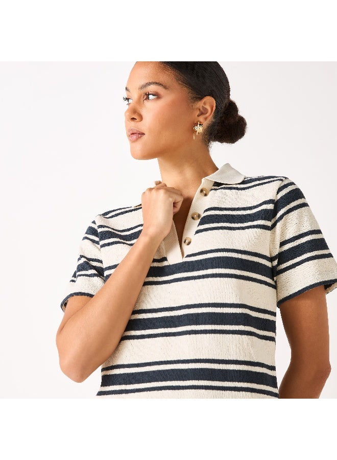 Lee Cooper Lee Cooper Striped Polo T-shirt with Short Sleeves - Image 4