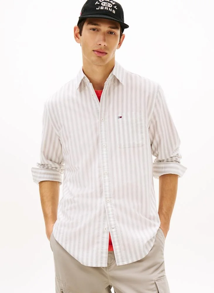 TOMMY JEANS  Regular Fit Stripe Oxford Shirt for Men | Best Price UAE