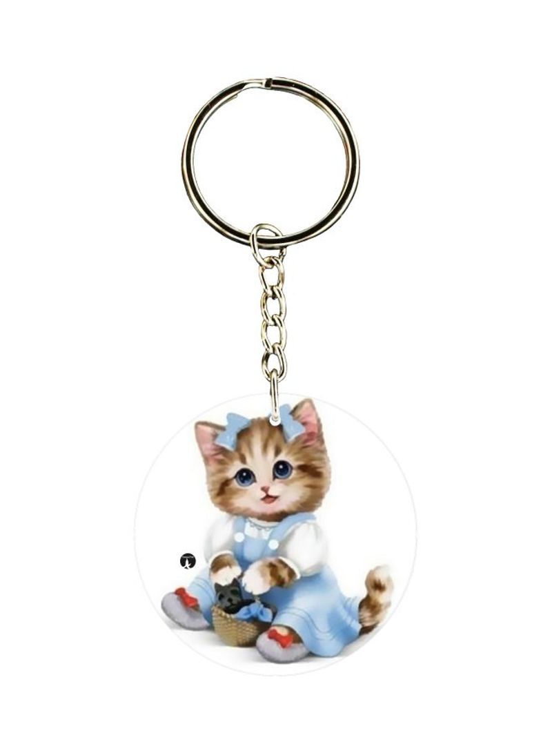RKN Cat Printed Dual Sided Keychain