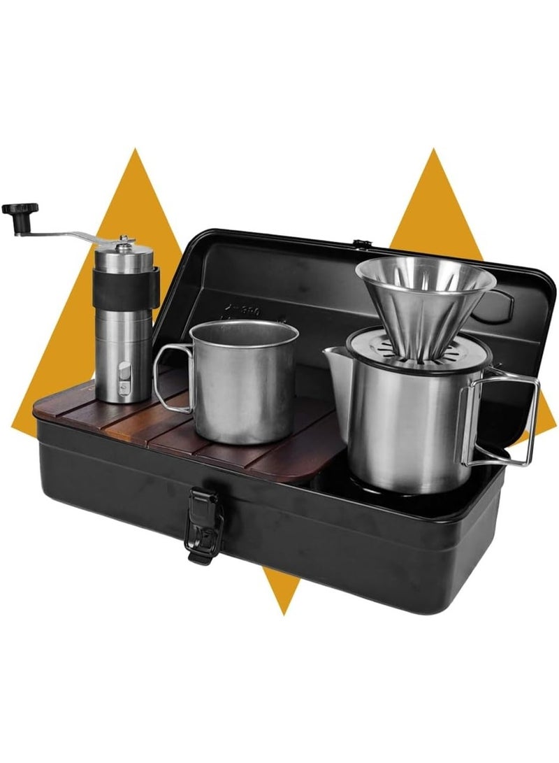 7MD All-in-One Coffee Set, Portable Manual Coffee Brewing Kit with Grinder, Filter and Mug, Travel Friendly Espresso Maker for Home Office Outdoor Use, Compact Barista Coffee Kit for Fresh Brewing - Image 1