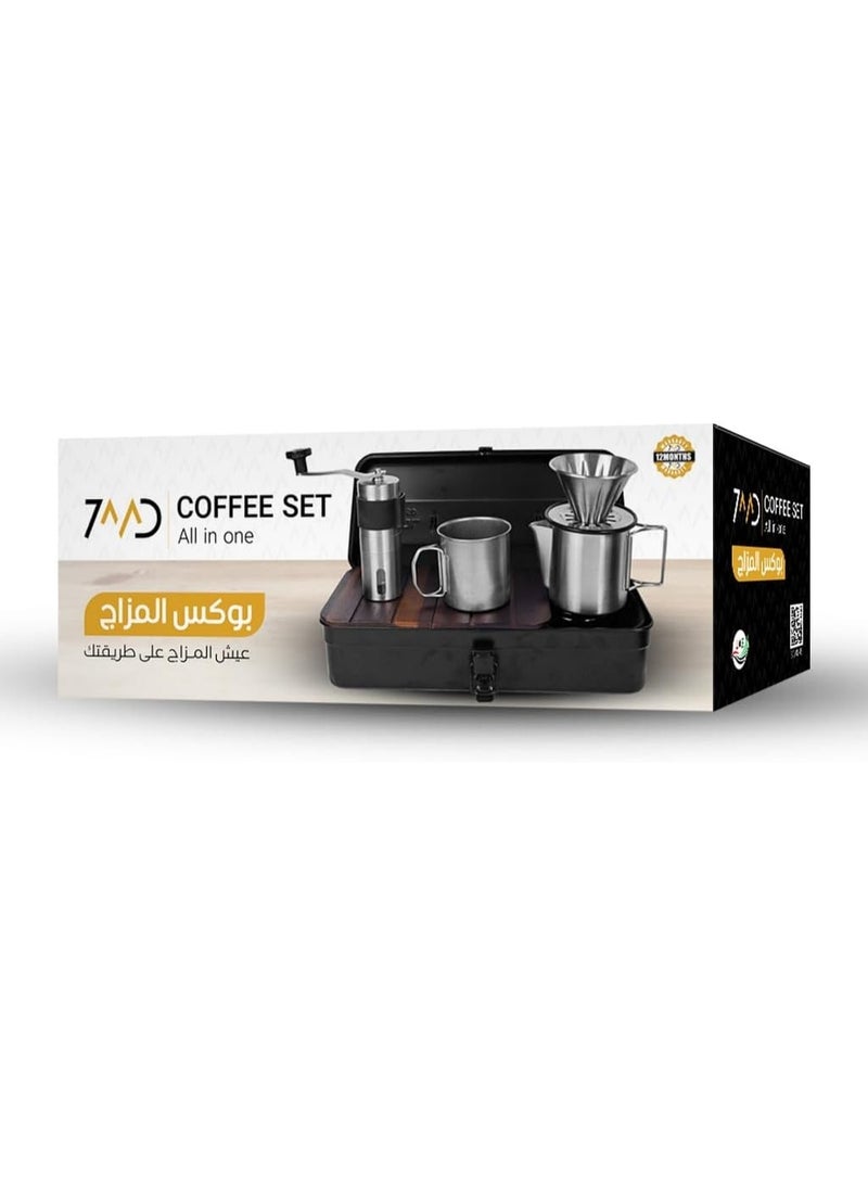 7MD All-in-One Coffee Set, Portable Manual Coffee Brewing Kit with Grinder, Filter and Mug, Travel Friendly Espresso Maker for Home Office Outdoor Use, Compact Barista Coffee Kit for Fresh Brewing - Image 2