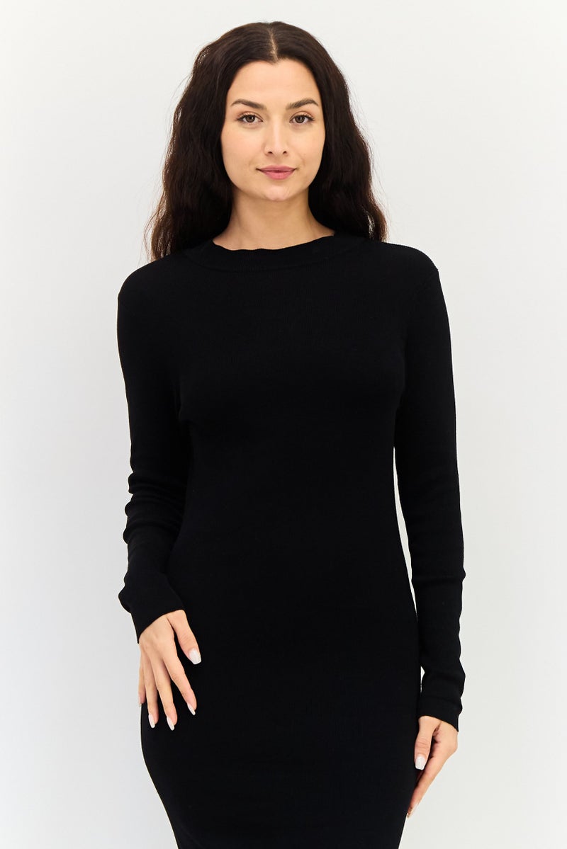 Threadbare Women Ribbed Sweater Dress, Black - Image 2