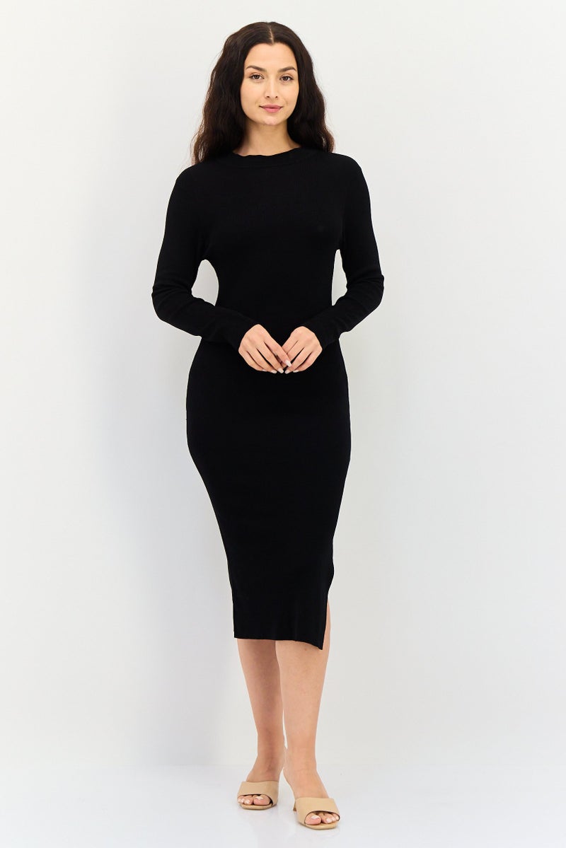Threadbare Women Ribbed Sweater Dress, Black - Image 1