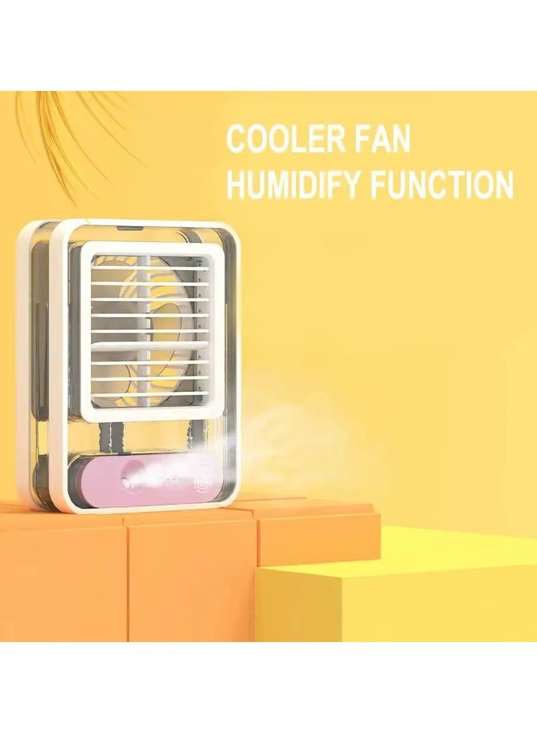 مروحة مكتب صغيرة مع بخاخ رذاذ ومصباح ليلي LED بـ7 ألوان - تبريد هادئ محمول يعمل بالبطارية وقابل لإعادة الشحن عبر USB - Image 4