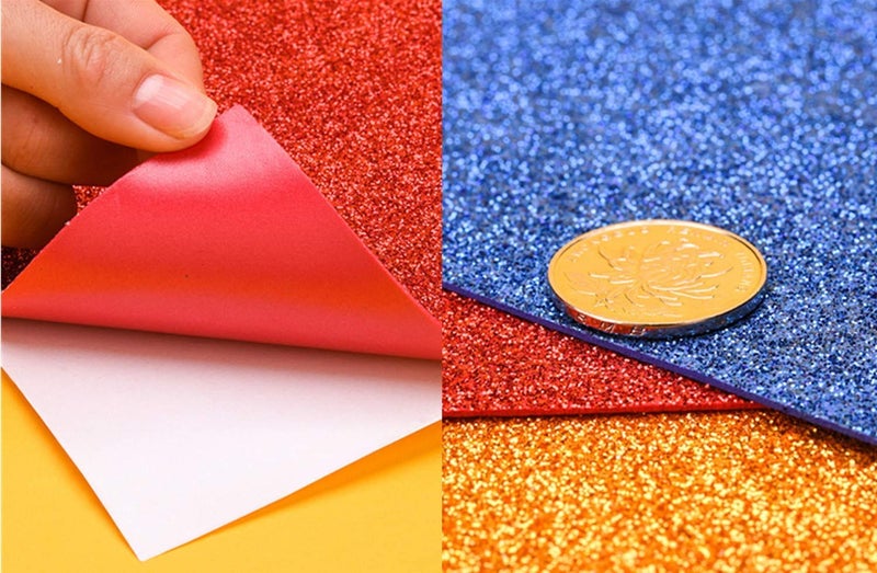 Mluchee 10 Sheets Glitter Paper Sheet for Crafts Children Halloween Thanksgiving Christmas Fall Decor, A4 Cardstock Paper Self-adhesive Paper for Scrapbook Graduation DIY (Multicolor) - Image 3