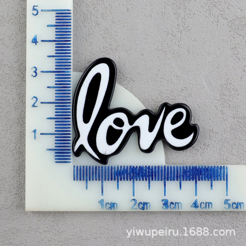 kissme hello lovediy acrylic letter card patch diy mobile phone shell accessories diy brooch badge No. 5: Big Black Love (with type)