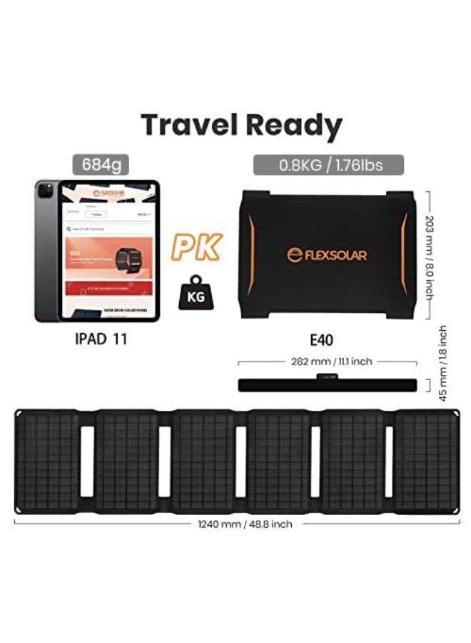 Generic FlexSolar 40W Portable Solar Charger (19.8V/2.1A Max), Waterproof IP67 Foldable Solar Panel with USB QC3.0/Type C/DC Port Compatible with Power Station, Cell Phone for Outdoor Camping Hiking RV Trip  - Image 4