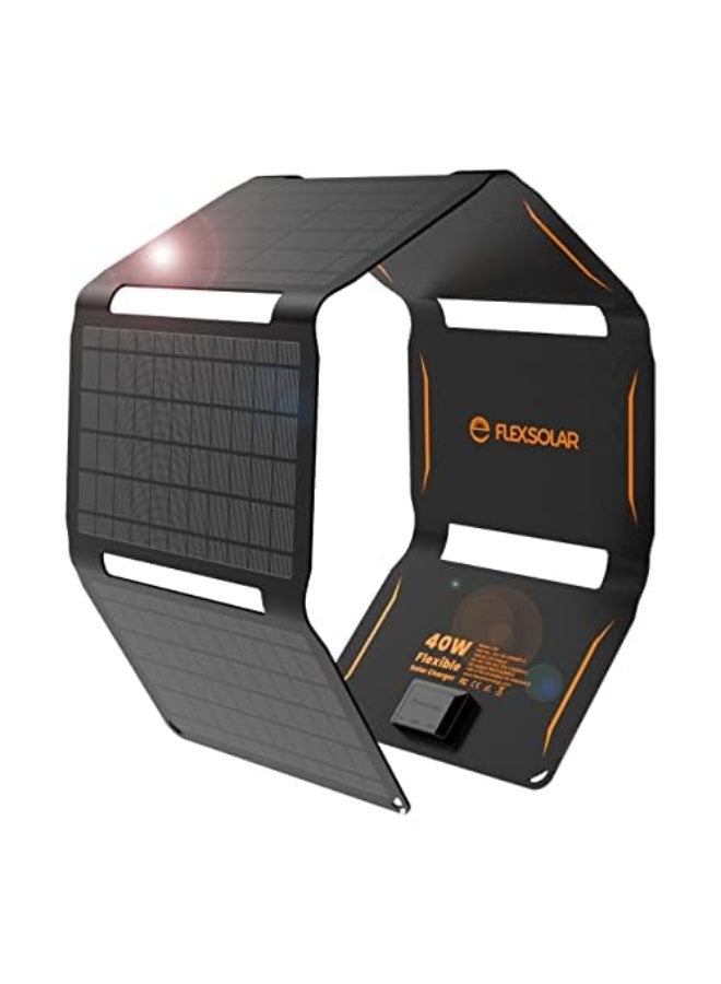 Generic FlexSolar 40W Portable Solar Charger (19.8V/2.1A Max), Waterproof IP67 Foldable Solar Panel with USB QC3.0/Type C/DC Port Compatible with Power Station, Cell Phone for Outdoor Camping Hiking RV Trip  - Image 1