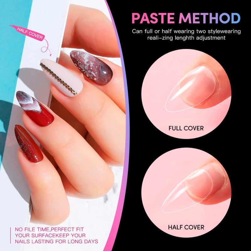 krofaue Almond Nails Tips - 240Pcs Clear Fake Tips 12 Sizes Soft Gel False Nails Full Cover Press on Nails Almond for Manicure Salon and Easy DIY Nail Extensions for Women - Image 4