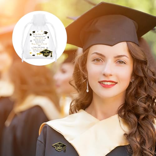 Tondiamo 30 Set Graduation Pins Bulk Class of 2025 Graduation Cap Badges Pins with Cards and Organza Bags Congrats 2025 Souvenir Gift for Student Teacher School(Black) - Image 5