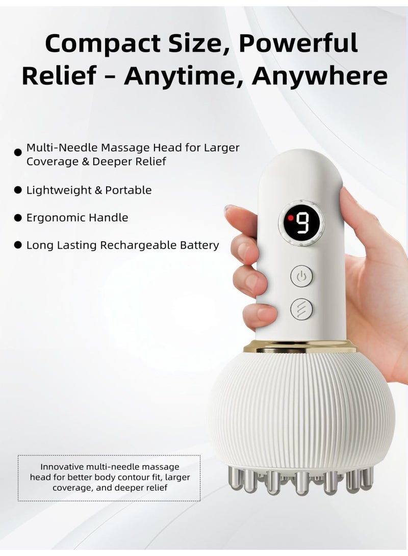 WALALLA Drainage Massager 3-in-1 Rechargeable Microcurrent Vibration Body Massager Electric Gua Sha Device Meridian Massage Brush with Heat, for Legs, Arms, Belly, Handheld Body Massager for Skin Muscle Care - Image 4