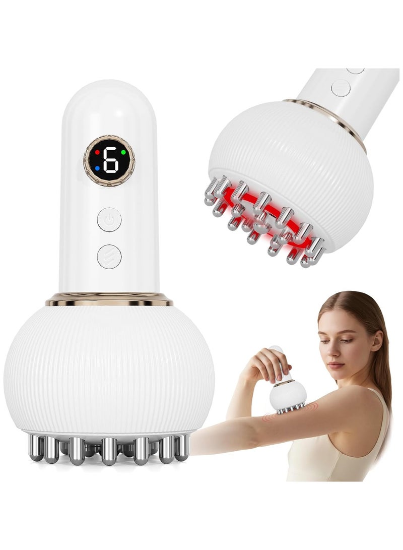 WALALLA Drainage Massager 3-in-1 Rechargeable Microcurrent Vibration Body Massager Electric Gua Sha Device Meridian Massage Brush with Heat, for Legs, Arms, Belly, Handheld Body Massager for Skin Muscle Care - Image 1