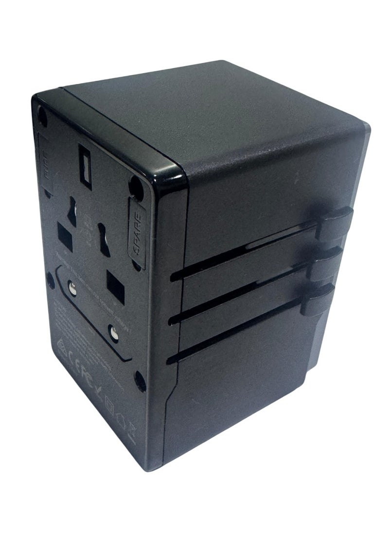 V-Walk V-Walk 65w GAN universal adapter with 2 USB-C, 2 USB-A ports for 150+ countries. Dual Fuse Spare Features temperature, overheat, overcharge, and cell protection. perfect for frequent travelers.  - Image 3
