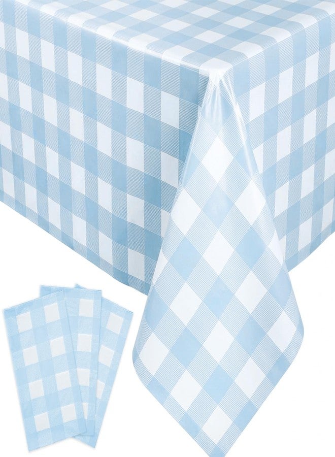 Oigco Light Blue Gingham Tablecloth - 54 x 108 Inches, Rectangle Disposable Light Blue Checkered Tablecloth, Picnic Table Covers for Dining/Camping/Picnic/Outdoor - Image 1