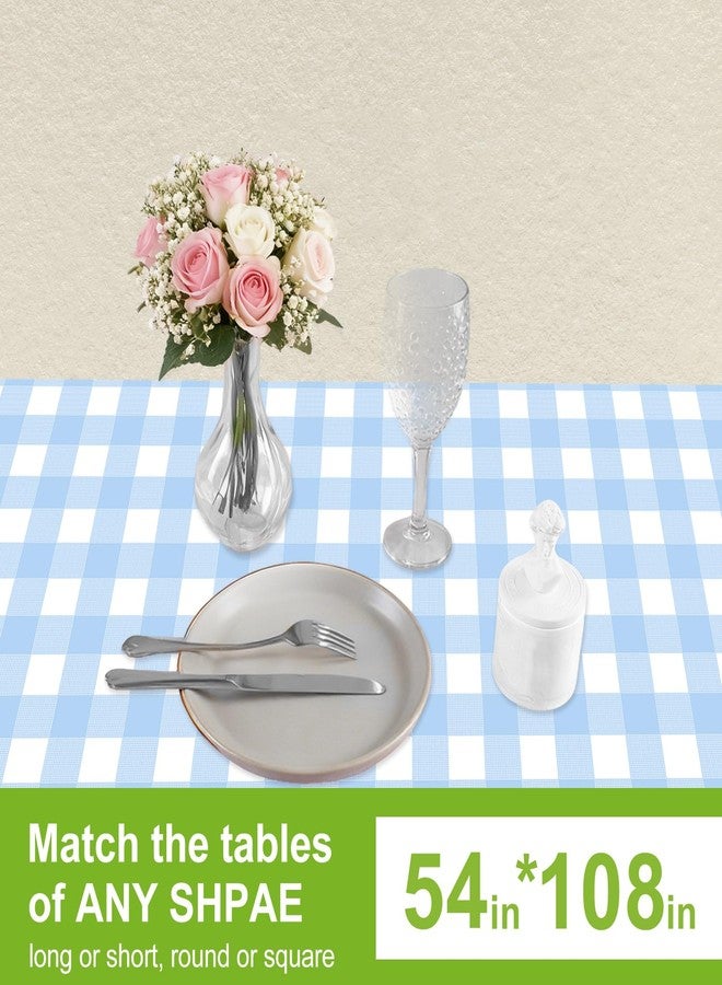 Oigco Light Blue Gingham Tablecloth - 54 x 108 Inches, Rectangle Disposable Light Blue Checkered Tablecloth, Picnic Table Covers for Dining/Camping/Picnic/Outdoor - Image 2