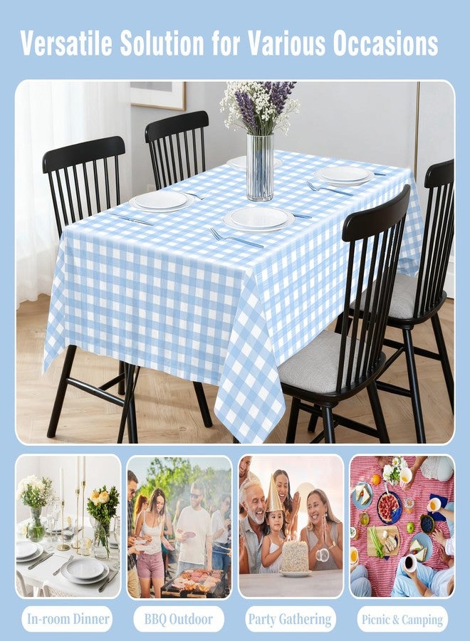 Oigco Light Blue Gingham Tablecloth - 54 x 108 Inches, Rectangle Disposable Light Blue Checkered Tablecloth, Picnic Table Covers for Dining/Camping/Picnic/Outdoor - Image 3