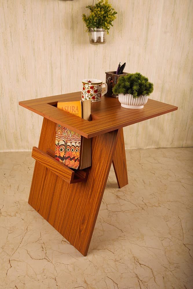 Raytrees Engineered End Table for Living Drawing Room Wooden Peg Table Corner Sofa Side Table with Magazine Newspaper Storage Walnut ModernP RTI - Image 1