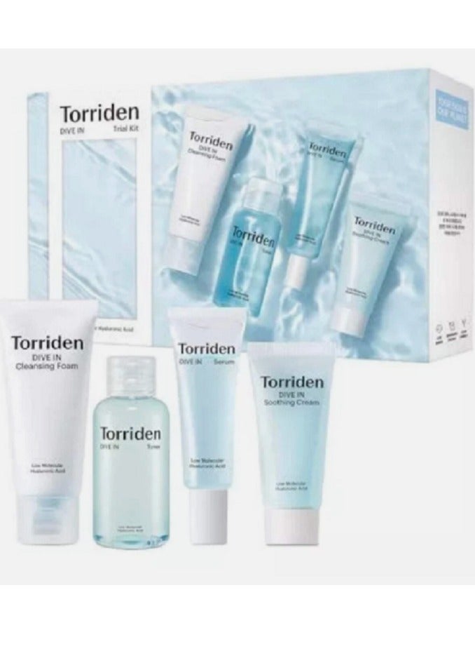 Torriden Skincare Kit Enriched with Hyaluronic Acid - 4-Step System with Foaming Cleanser, Facial Toner, Serum, and Cream | Korean Skincare Travel Kit - Image 1