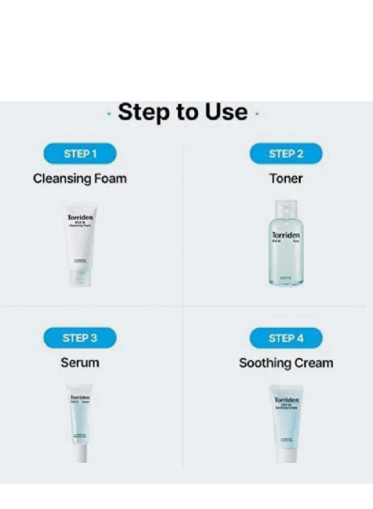 Torriden Skincare Kit Enriched with Hyaluronic Acid - 4-Step System with Foaming Cleanser, Facial Toner, Serum, and Cream | Korean Skincare Travel Kit - Image 2