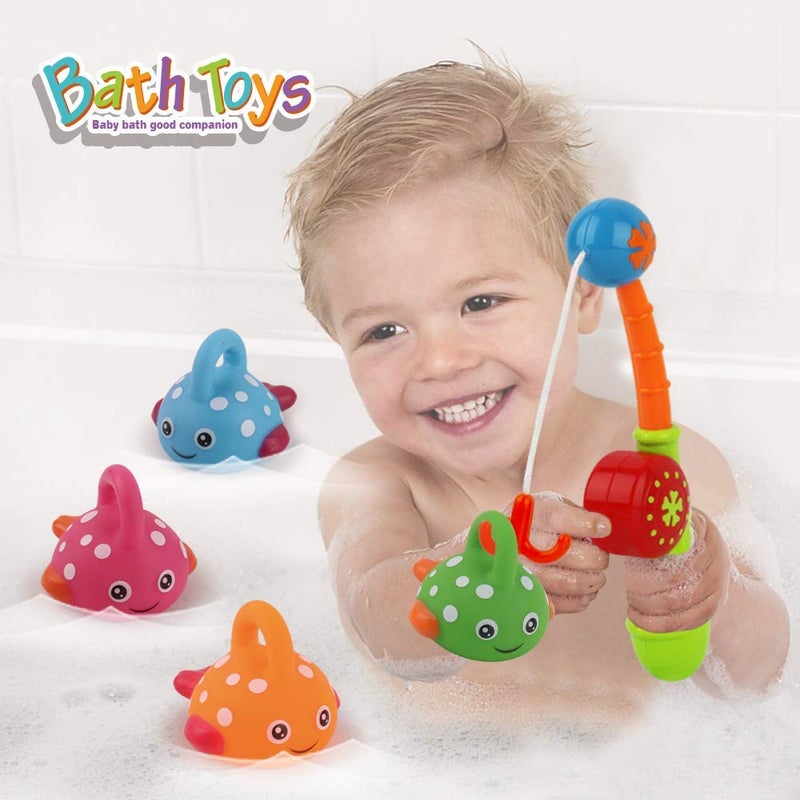 Dwi Dowellin Bath Toys Fishing Games Swimming Whales Bath Time Bathtub Toy for Toddlers Baby Kids Infant Fish Set Age 18months and up - Image 4
