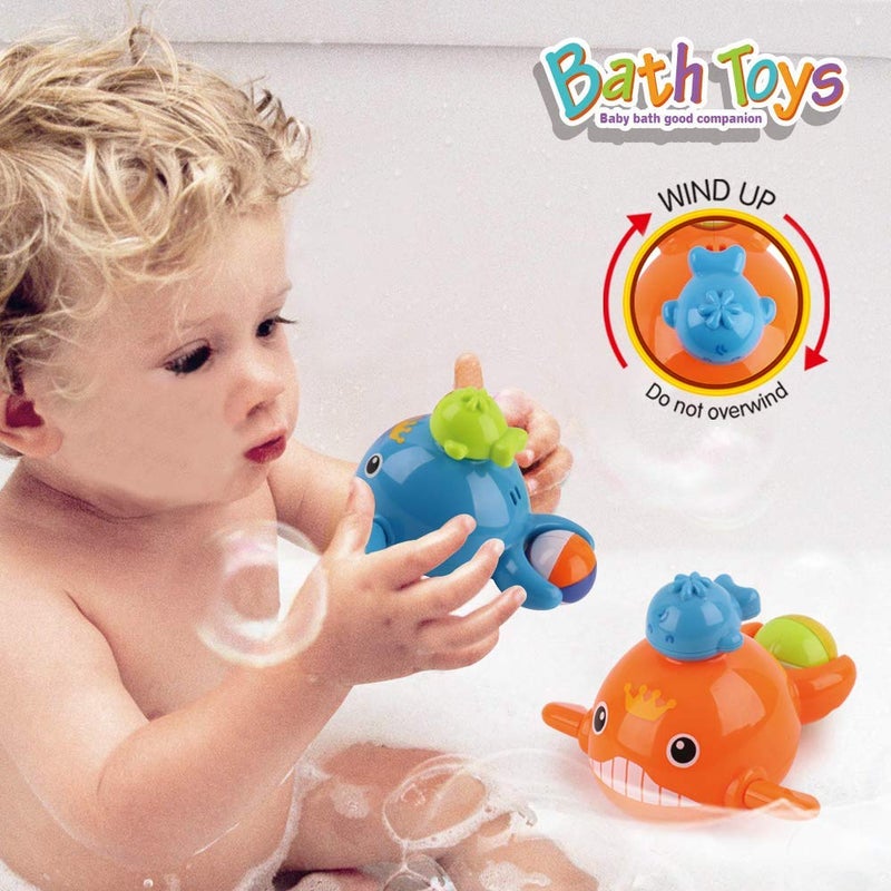 Dwi Dowellin Bath Toys Fishing Games Swimming Whales Bath Time Bathtub Toy for Toddlers Baby Kids Infant Fish Set Age 18months and up - Image 3