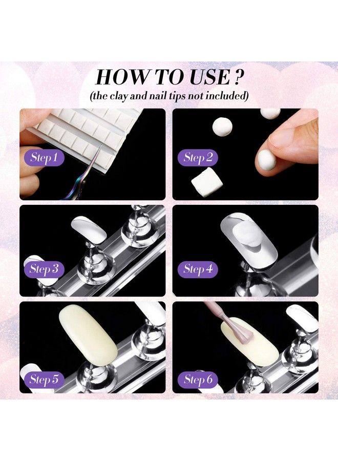 Blulu 6 Sets Nail Tips Stand Holder Acrylic Nail Tips Practice Display Stand Magnetic Nail Art Holder Manicure Finger Training Stands For Diy Nail Salon (Silver) - Image 5