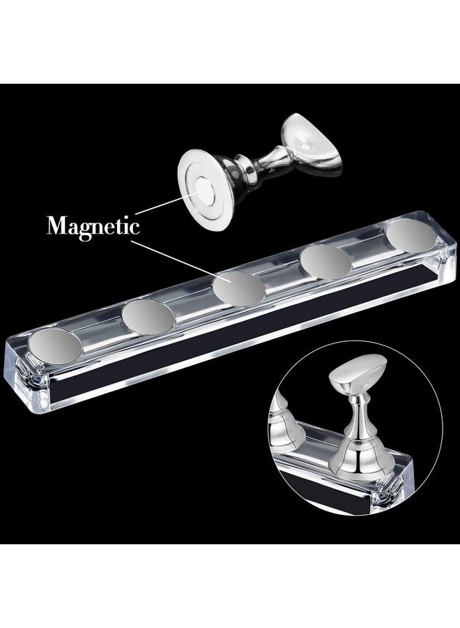 Blulu 6 Sets Nail Tips Stand Holder Acrylic Nail Tips Practice Display Stand Magnetic Nail Art Holder Manicure Finger Training Stands For Diy Nail Salon (Silver) - Image 4