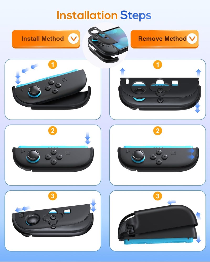 FYOUNG Upgrade Switch 2 Protective Case&Screen Protector Set, Dockable Cover Hard Shell for Nintendo Switch 2 2025 Console Accessories,Travel-Friendly,Kickstand Cutouts(Black, for switch 2 7.9inch) - Image 5