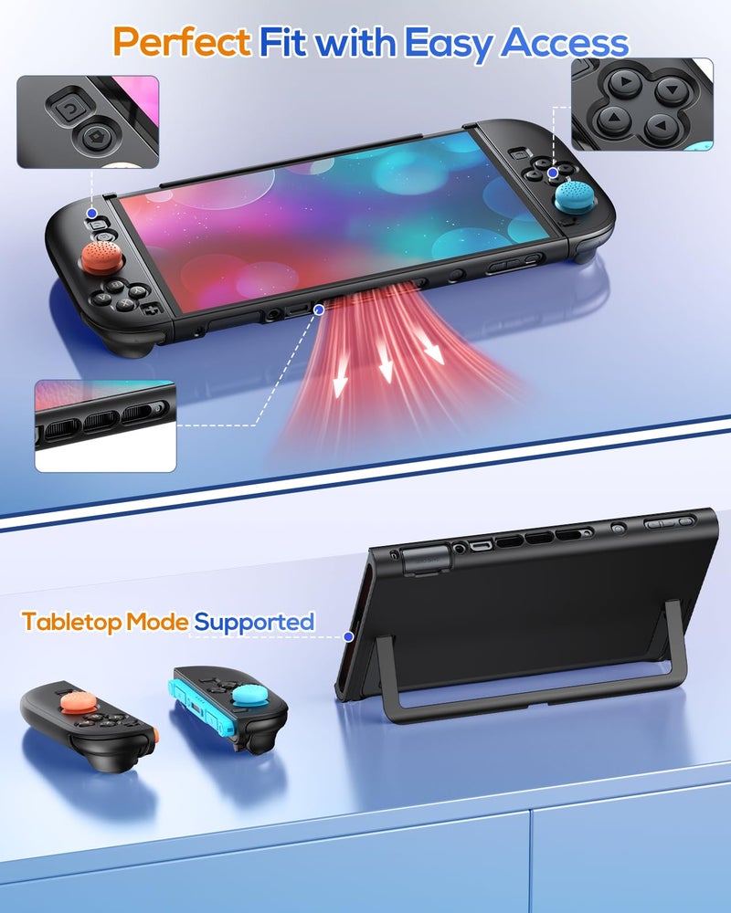 FYOUNG Upgrade Switch 2 Protective Case&Screen Protector Set, Dockable Cover Hard Shell for Nintendo Switch 2 2025 Console Accessories,Travel-Friendly,Kickstand Cutouts(Black, for switch 2 7.9inch) - Image 2