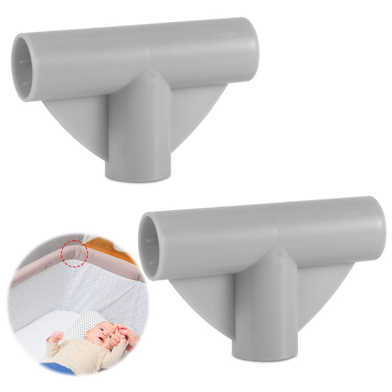 PEUTIER PEUTIER Pack of 2 T-shaped Connectors for Baby Playpen Parts, Replacement Connector for Baby Playpen with 1" Inner Diameter, Grey  - Image 1