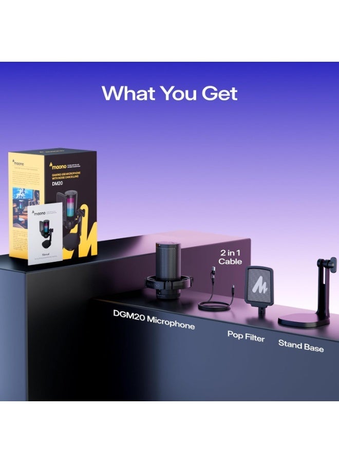 ماونو ميكروفون ألعاب USB ماونو DGM20 للكمبيوتر الشخصي مع إلغاء الضوضاء وإضاءة RGB - Image 2