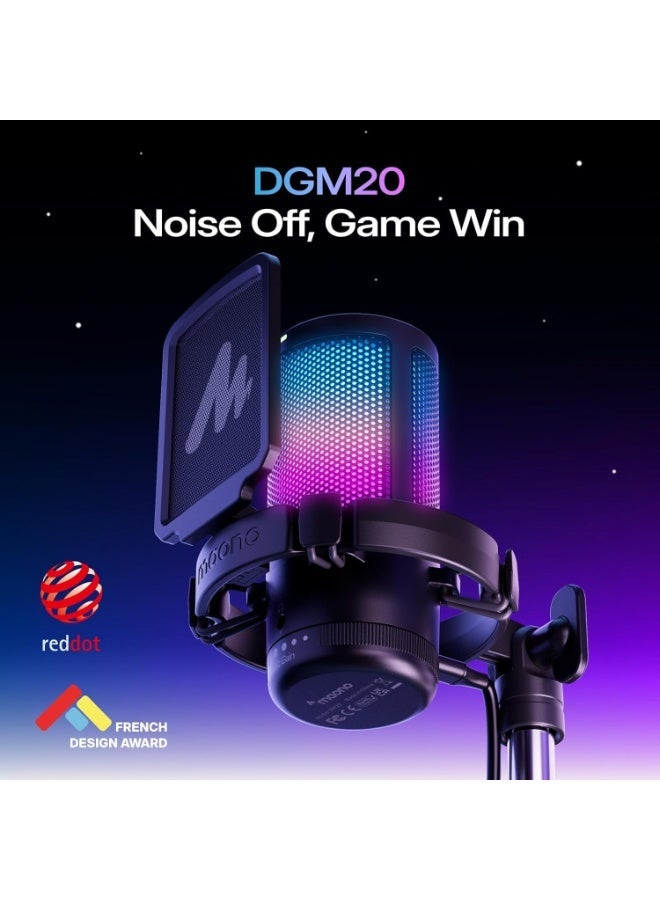 ماونو ميكروفون ألعاب USB ماونو DGM20 للكمبيوتر الشخصي مع إلغاء الضوضاء وإضاءة RGB - Image 4