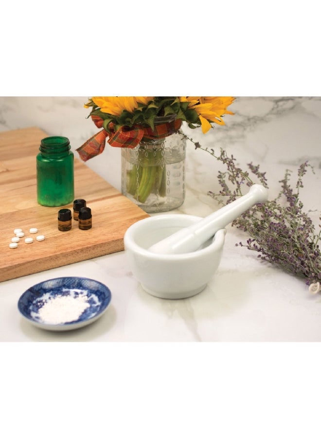 Hic Kitchen Dishwasher and Microwave Safe Porcelain Mortar and Pestle with Pour Spout White 2.375 x 4.625 x 4.25 Inch NT1051 - Image 4