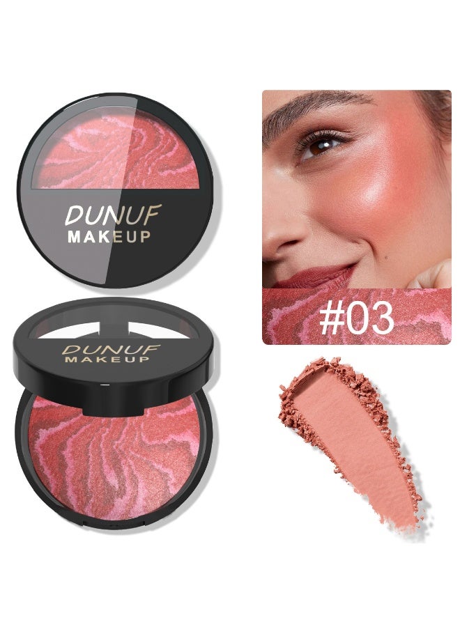 DUNUF Blush for Cheeks, Baked Powder Blusher, Baked Foundation, 24-Hour Lasting Makeup Without Shedding, Shimmer Brick Pressed Blusher, Water & Sweat Resistant (#03) - Image 1