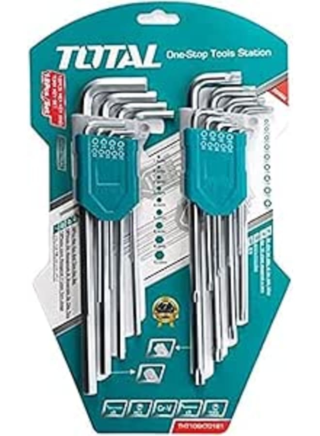 TOTAL Hex Key & Torx Key 18 pcs set - T10 to T50