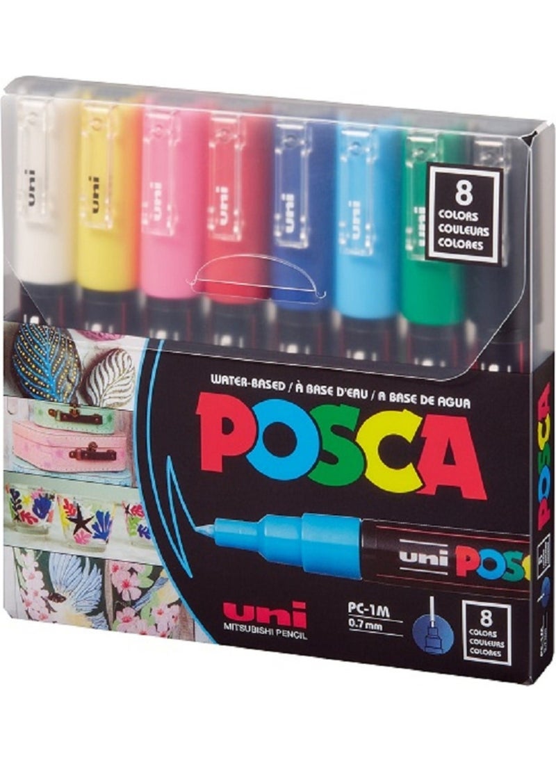 Uni - Poster Marker Posca Set Pc-1m/8c Main Color 8 Liters - Image 1
