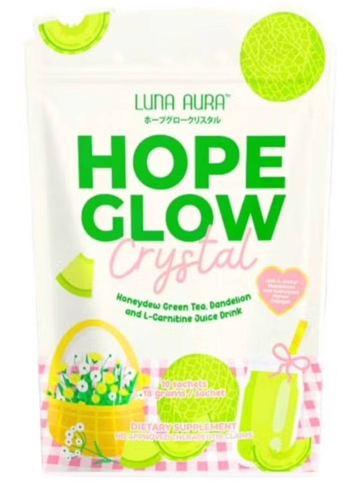 HOPE GLOW(CRYSTAL) HONEY GREEN TEA DANDELION ANDL-CARNITINE GUICE DRINK 10SACHETS 18GRAMS/SACHET