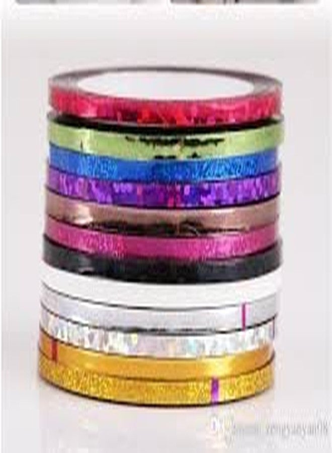 Gugzy® 10 Rolls Nail Art Striping Tape Line Sticker Tips DIY Mixed Colors Self-Adhesive Decal Tools (3mm) - Image 1