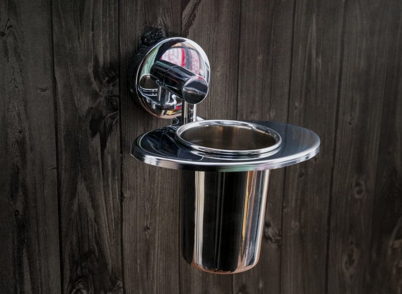 BAGBAN Rio Stainless Steel Tooth Brush Holder| Wall Mounted Holder | Tumbler Holder| Bathroom Accessories Round Shape Chrome Finish - Image 3