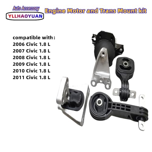 Yllhaoyuan Engine Motor and Trans Mount 4 pcs Compatible with 2006 2007 2008 2009 2010 2011 Ho-nda Civic 1.8L Replacement for A4546 A4530 A4534 A4543 - Image 2