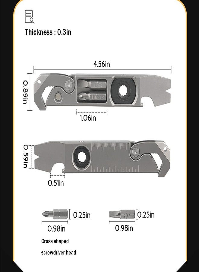 Primst Titanium Pry Bar,Versatile Pry Tool,EDC Tool,Bottle Opener, Nail puller, Ratche screwdriver, Wrench,Crowbar in One,Compact Versatile Pry Bar for Everyday Carry - Image 2