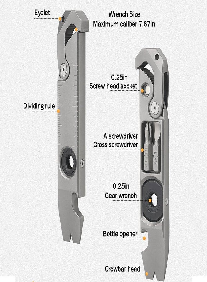 Primst Titanium Pry Bar,Versatile Pry Tool,EDC Tool,Bottle Opener, Nail puller, Ratche screwdriver, Wrench,Crowbar in One,Compact Versatile Pry Bar for Everyday Carry - Image 3